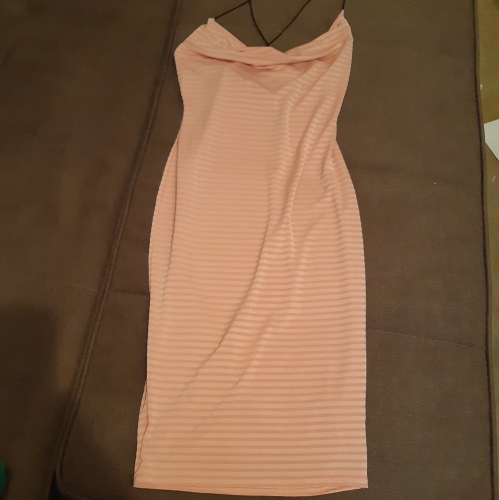 Mid-Length Pink Striped Dress